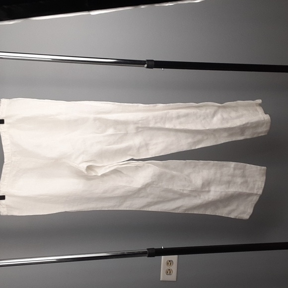 Victoria's Secret White Drawstring Wide Leg Linen Pants - Picture 9 of 11